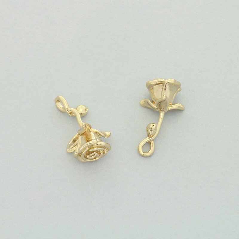 Short pendant, gold-plated rose 12x20mm, 1 piece AKG593