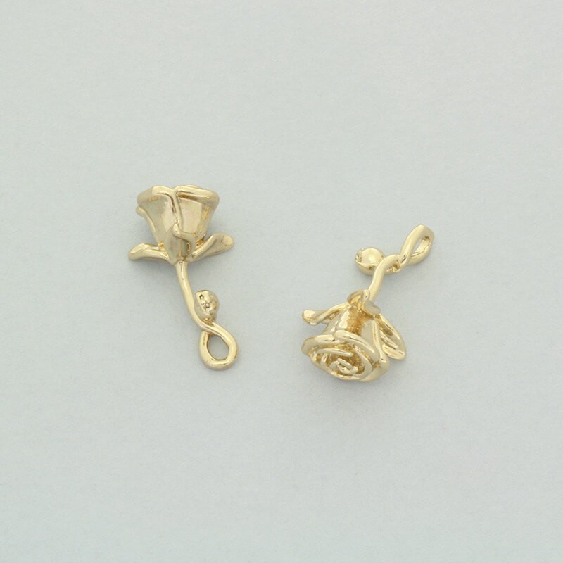 Short pendant, gold-plated rose 12x20mm, 1 piece AKG593
