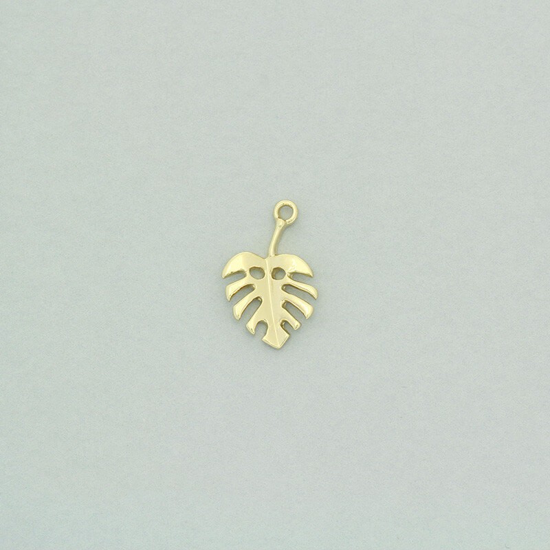Gold-plated monstera leaves pendants 16x10mm 1pc AKG597