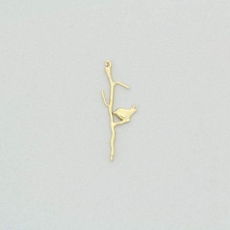 Connectors for earrings twigs with a bird gold-plated 32x11mm 1pc AKG618