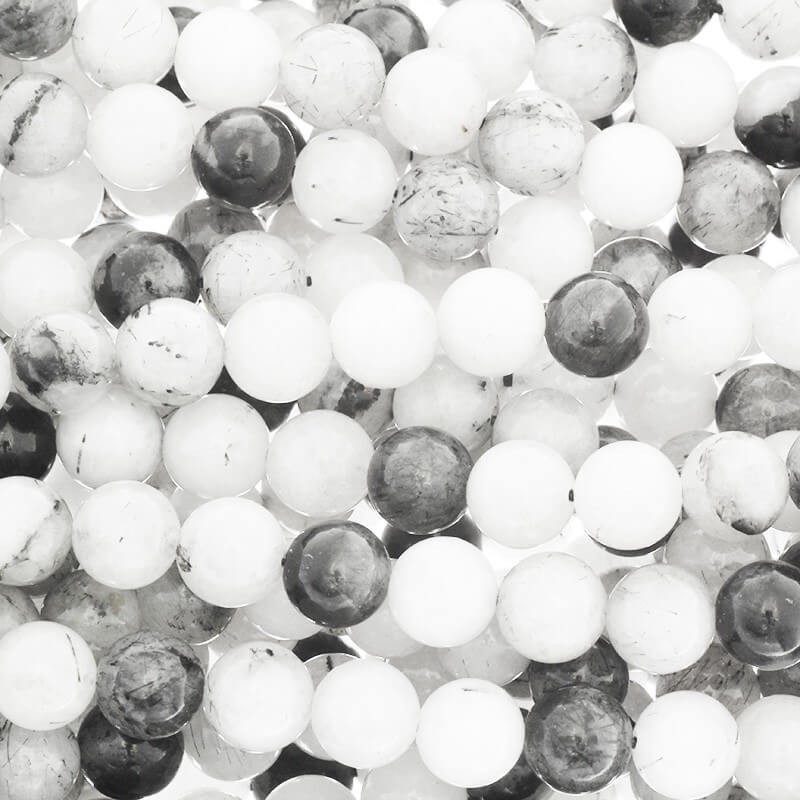 Tourmaline black and white 8mm balls / rope 48pcs KATR081