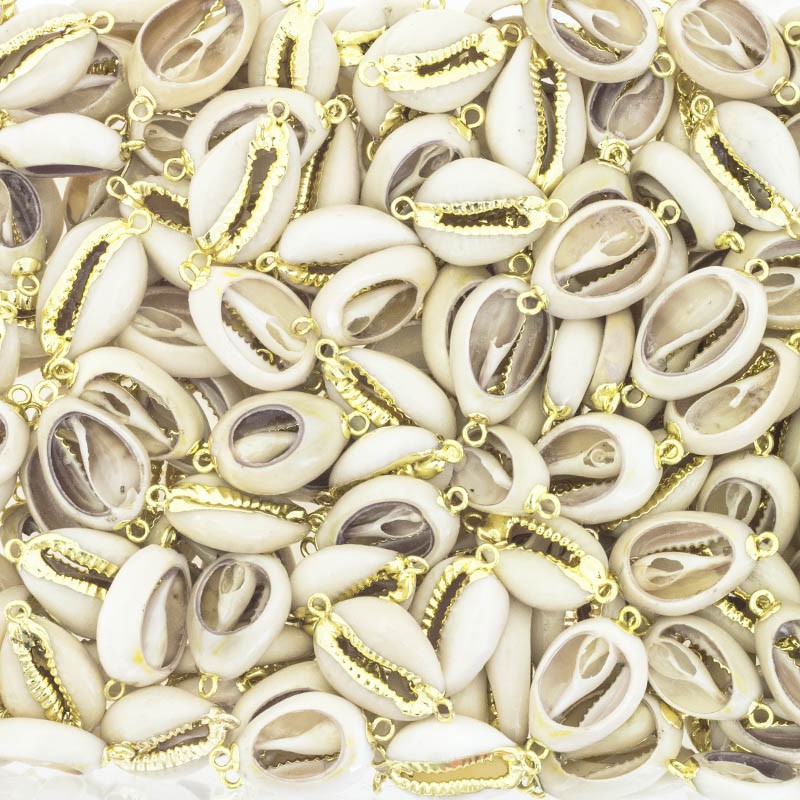 Kauri shells connectors gold plated 26mm 1pc. MU050