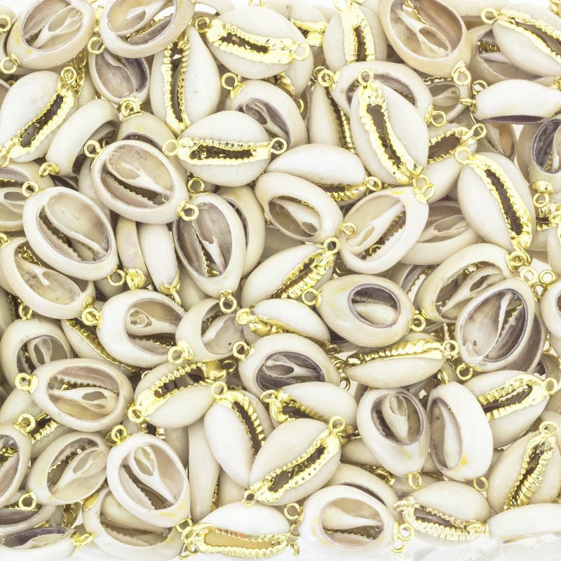 Kauri shells connectors gold plated 26mm 1pc. MU050