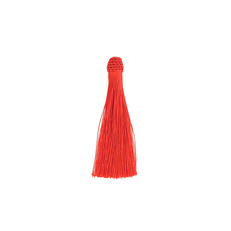 Fringes with a crochet cap red 13x100mm 1pc TATW01
