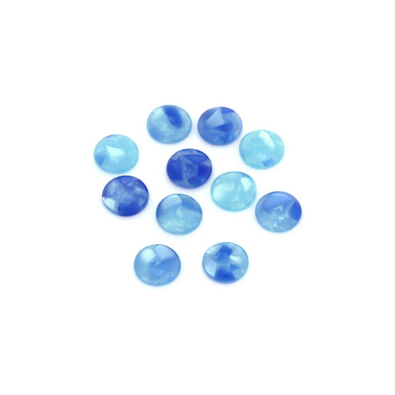 Resin cabochons with shell / 10mm / blue 4pcs KBAD1006