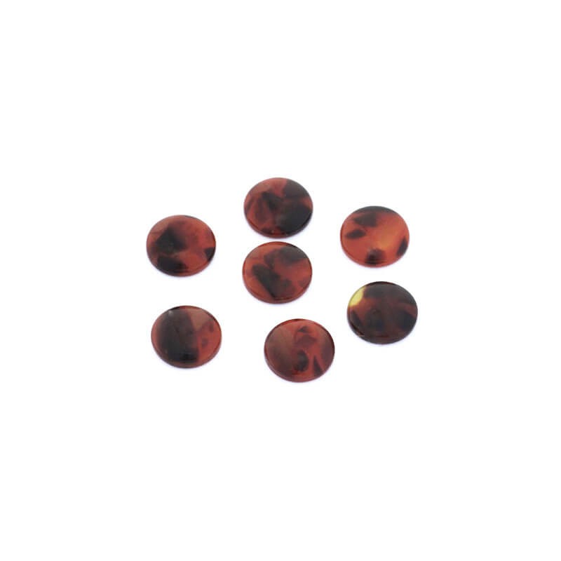Resin cabochons with shell / 10mm / brown 4pcs KBAD1008
