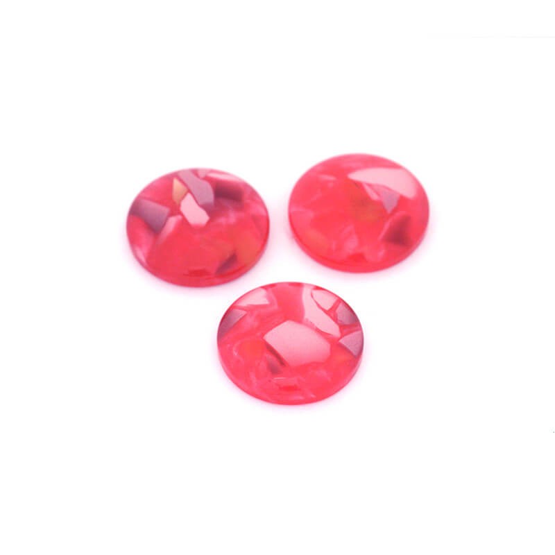 Resin cabochons with a shell / 14mm / raspberry / 2 pcs KBAD1410