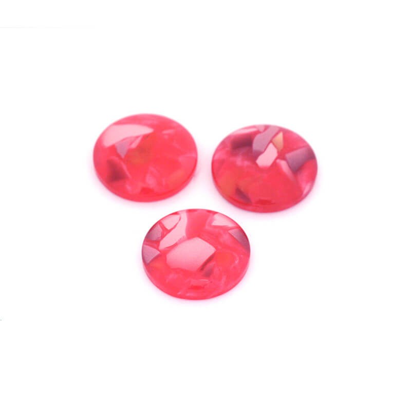 Resin cabochons with a shell / 14mm / raspberry / 2 pcs KBAD1410