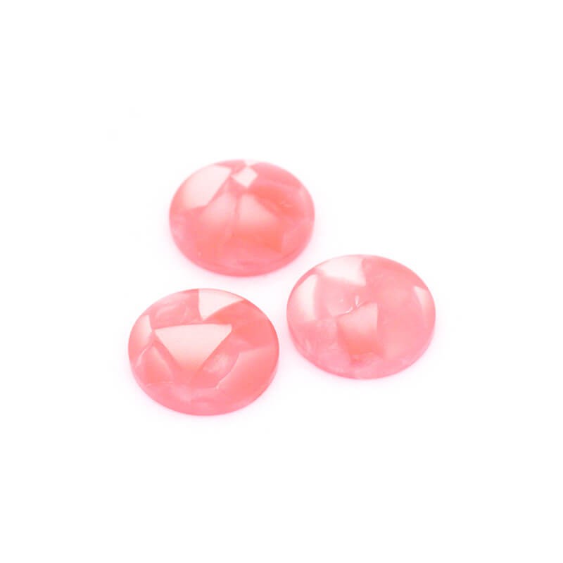 Resin cabochons with a shell / 14mm / pink / 2pcs KBAD1411