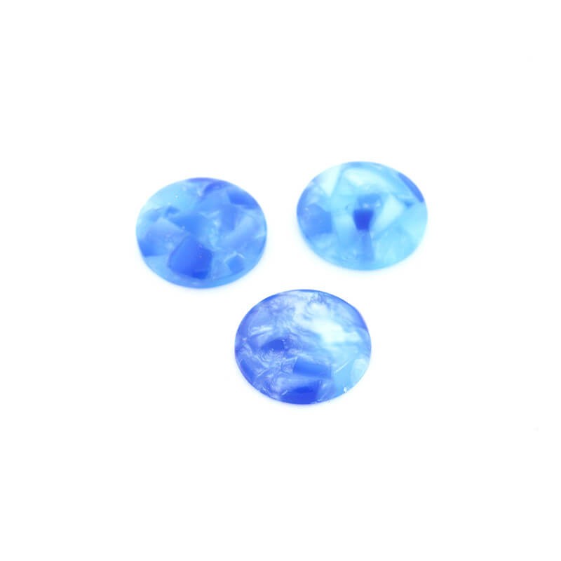 Resin cabochons with a shell / 14mm / blue / 2pcs KBAD1413
