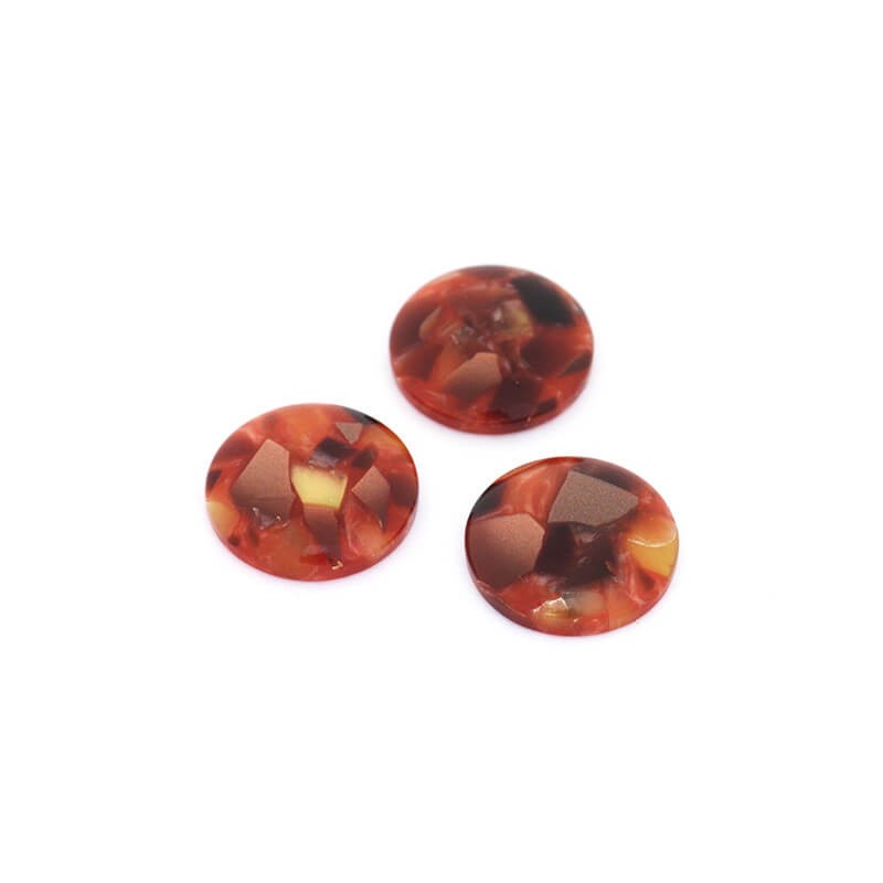 Resin cabochons with a shell / 14mm / brown / 2 pcs KBAD1415