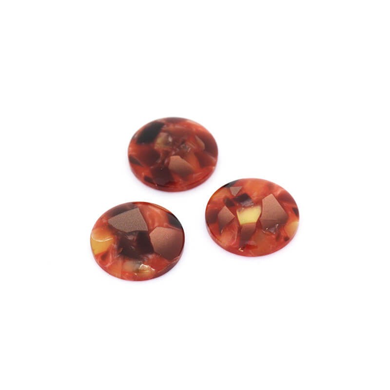 Resin cabochons with a shell / 14mm / brown / 2 pcs KBAD1415