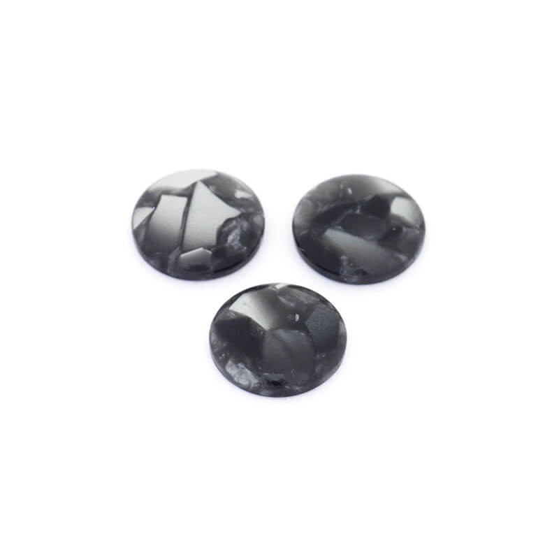 Resin cabochons with shell / 14mm / gray / 2pcs KBAD1416