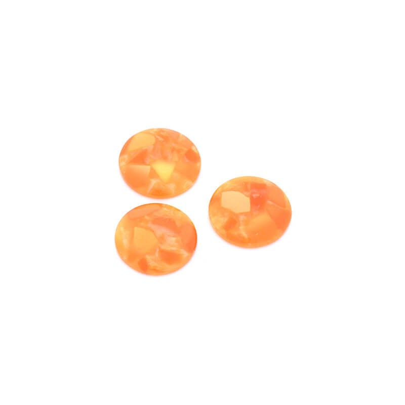 Resin cabochons with shell / 16mm / orange / 2 pcs KBAD1602