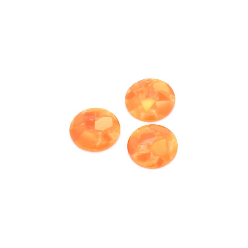 Resin cabochons with shell / 16mm / orange / 2 pcs KBAD1602