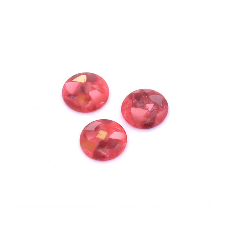 Resin cabochons with a shell / 16mm / raspberry / 2 pcs KBAD1603