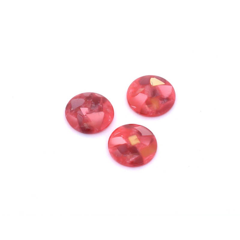 Resin cabochons with a shell / 16mm / raspberry / 2 pcs KBAD1603