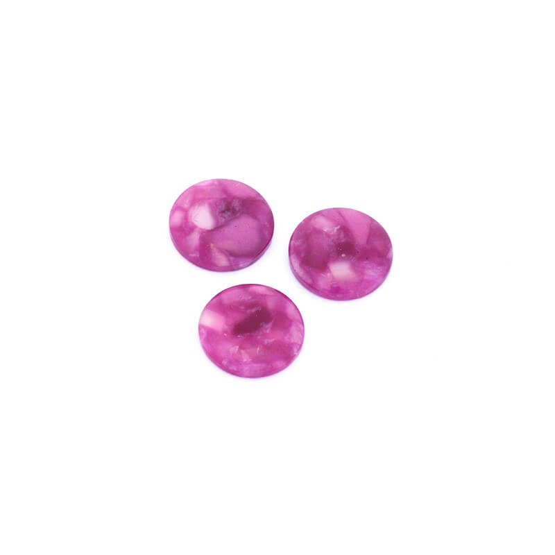 Resin cabochons with a shell / 16mm / purple / 2pcs KBAD1605