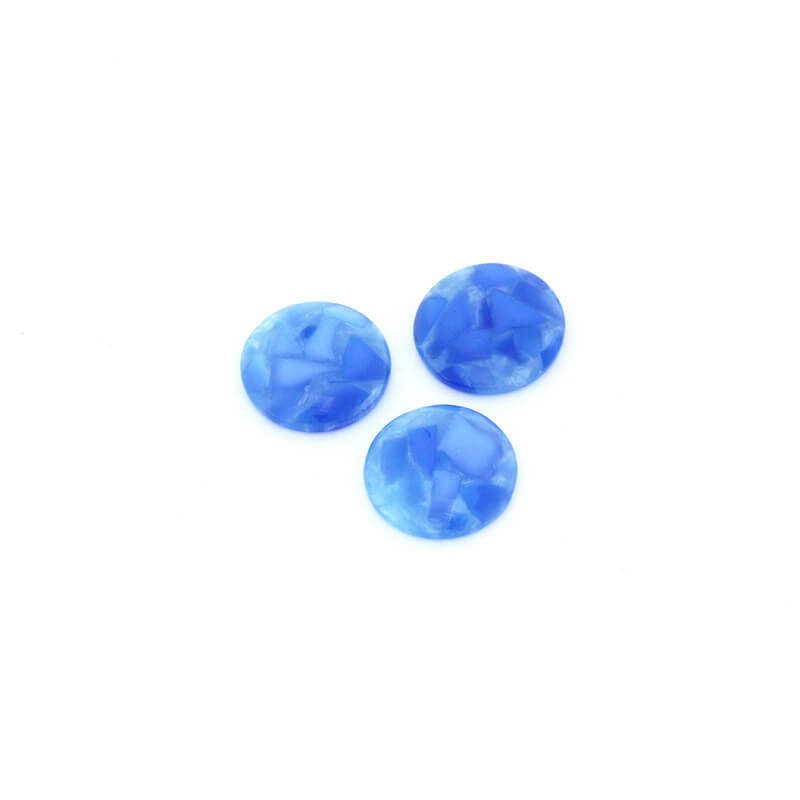 Resin cabochons with shell / 16mm / blue / 2pcs KBAD1606