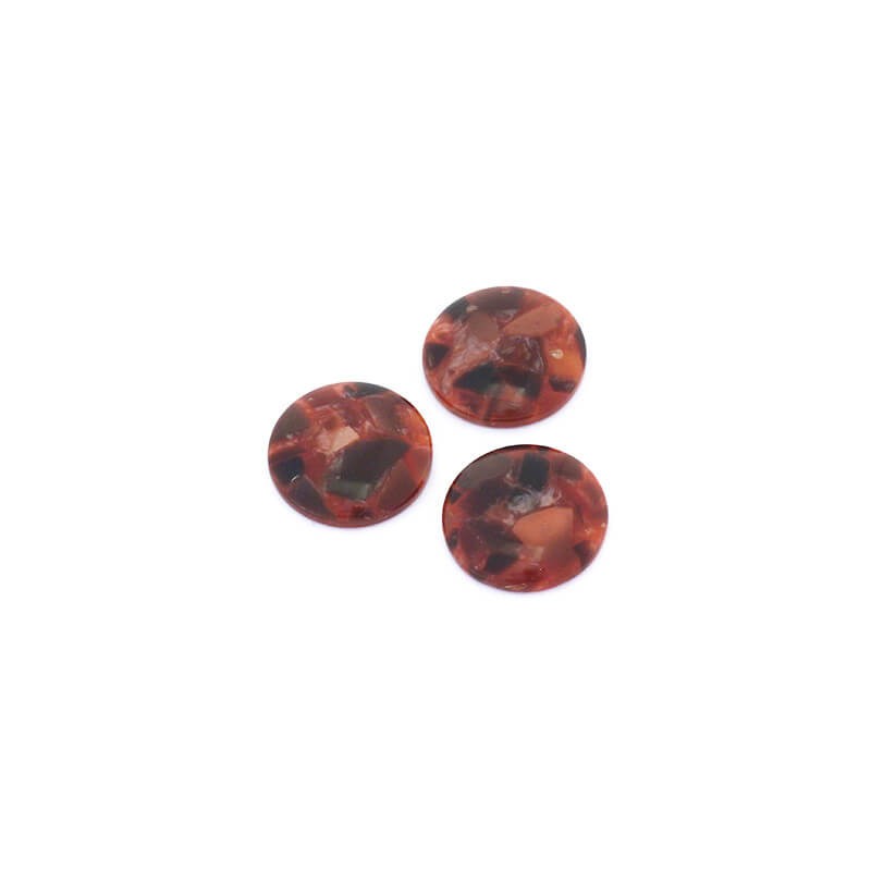 Resin cabochons with a shell / 16mm / brown / 2 pcs KBAD1608