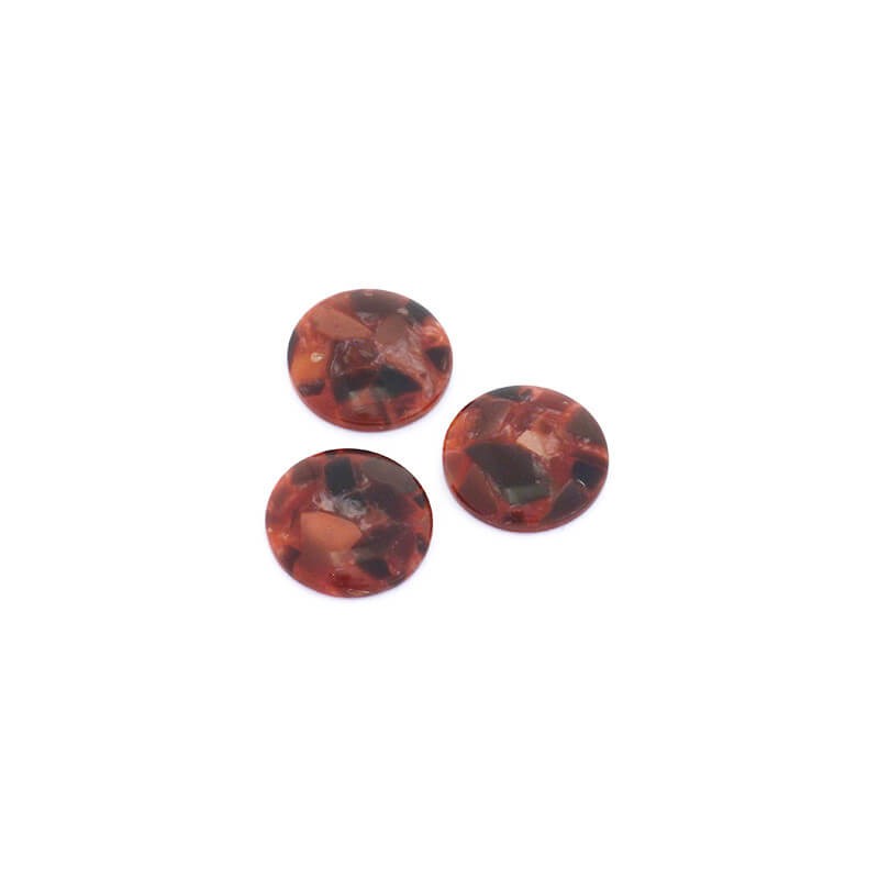 Resin cabochons with a shell / 16mm / brown / 2 pcs KBAD1608