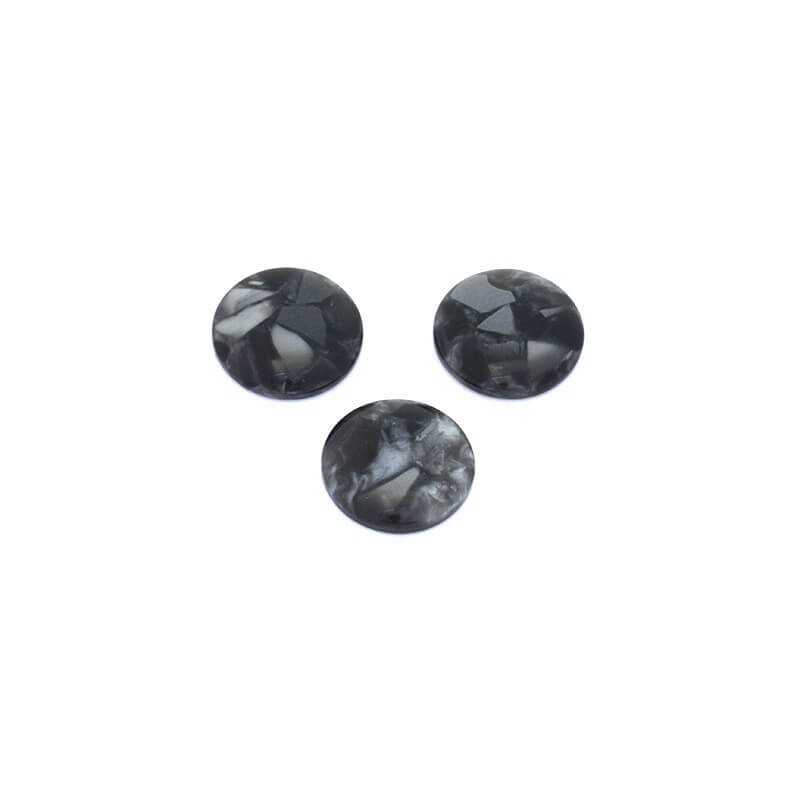 Resin cabochons with shell / 16mm / gray / 2pcs KBAD1609