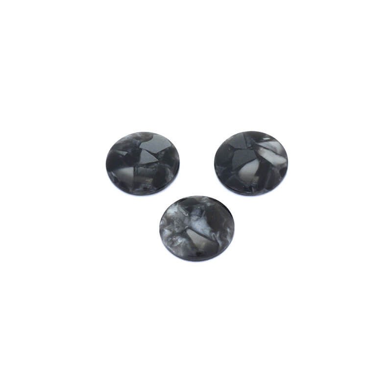 Resin cabochons with shell / 16mm / gray / 2pcs KBAD1609
