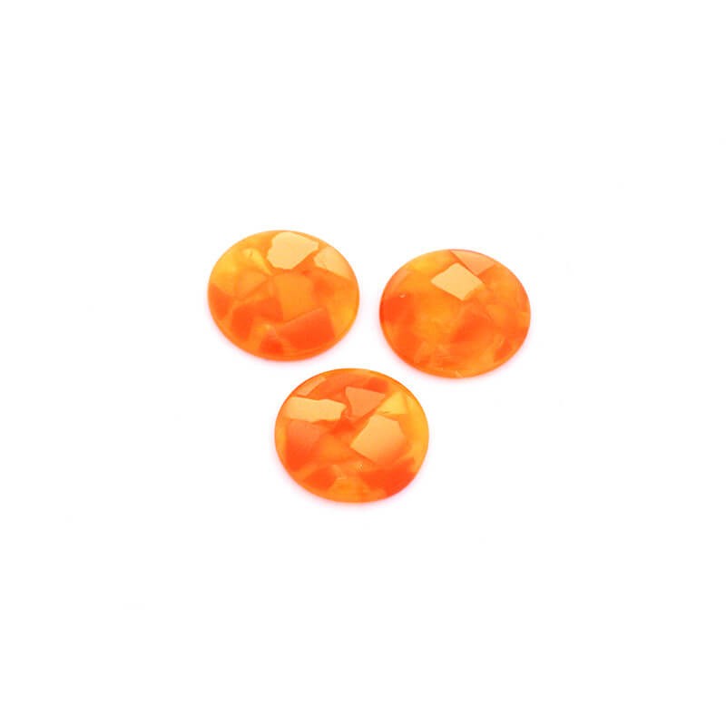 Resin cabochons with a shell / 18mm / orange / 1pc KBAD1802