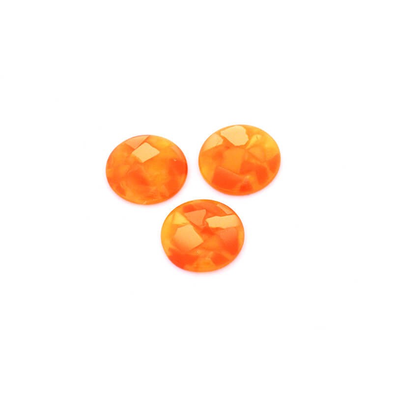 Resin cabochons with a shell / 18mm / orange / 1pc KBAD1802