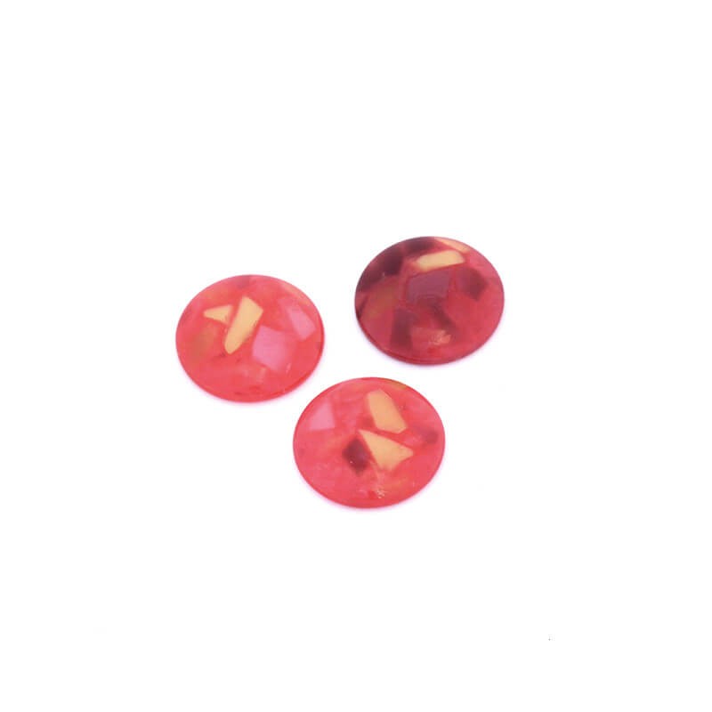 Resin cabochons with a shell / 18mm / raspberry / 1pc KBAD1803