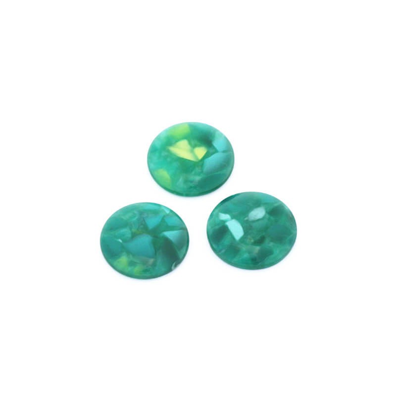 Resin cabochons with a shell / 18mm / green / 1pc KBAD1807