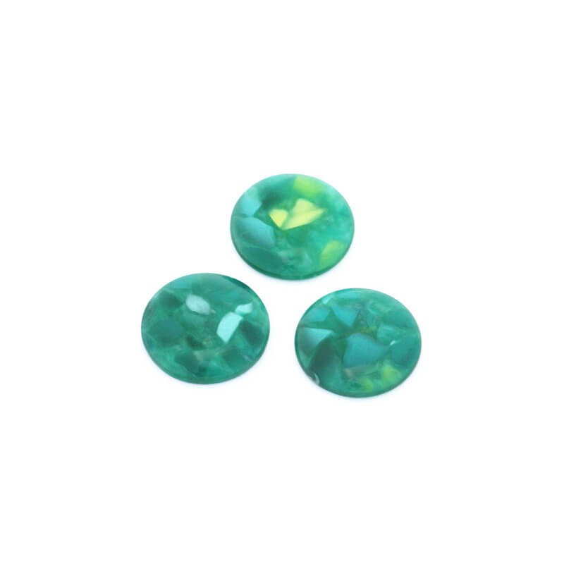 Resin cabochons with a shell / 18mm / green / 1pc KBAD1807