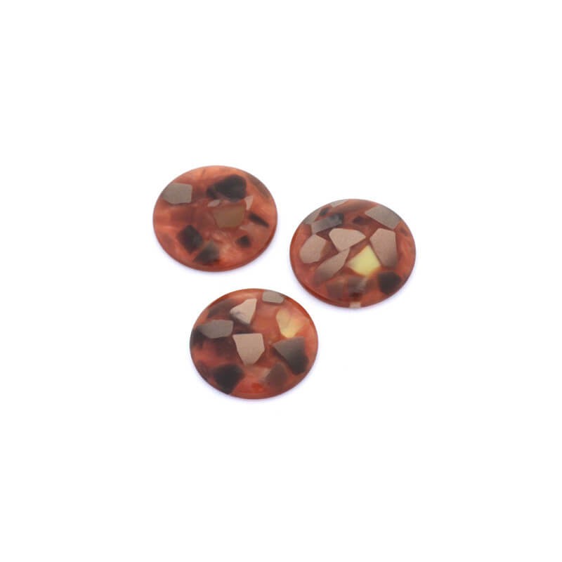 Resin cabochons with a shell / 18mm / brown / 1pc KBAD1808