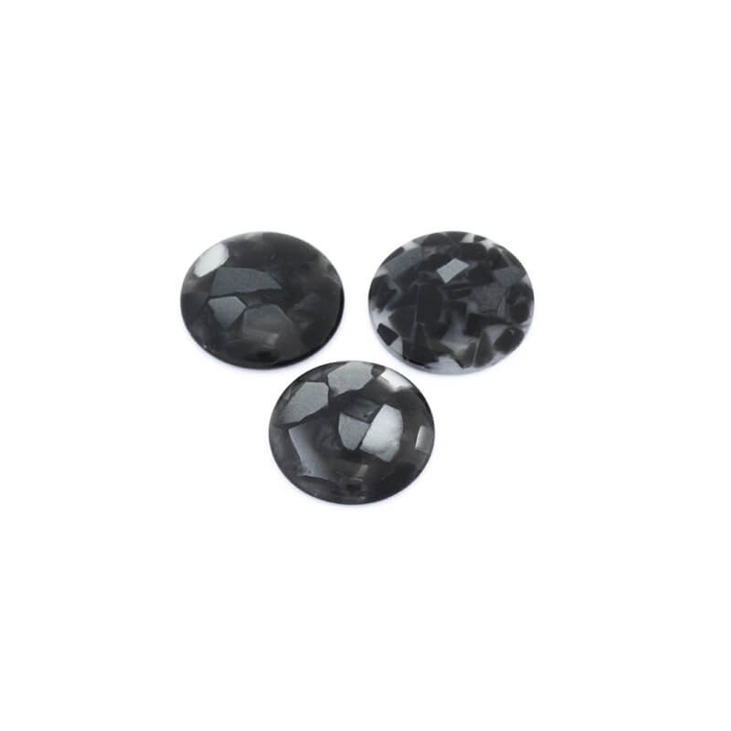 Resin cabochons with a shell / 18mm / gray / 1pc KBAD1809