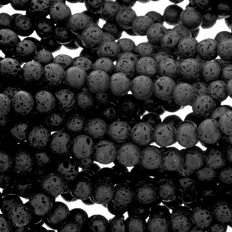 Volcanic lava beads black 6mm 60pcs / rope KALC025