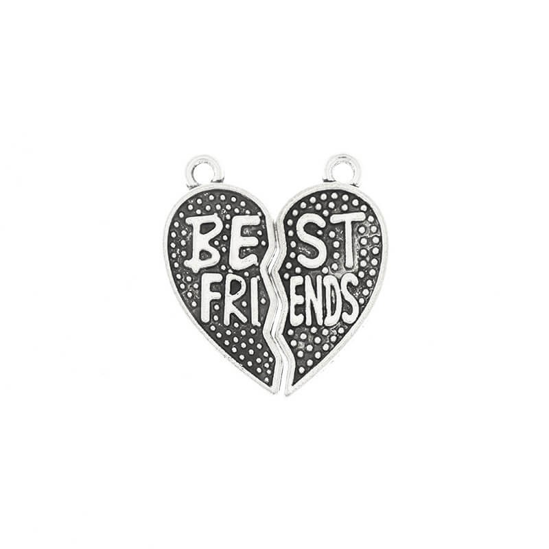 Heart pendant / two-piece, silver 25x28mm AAT404
