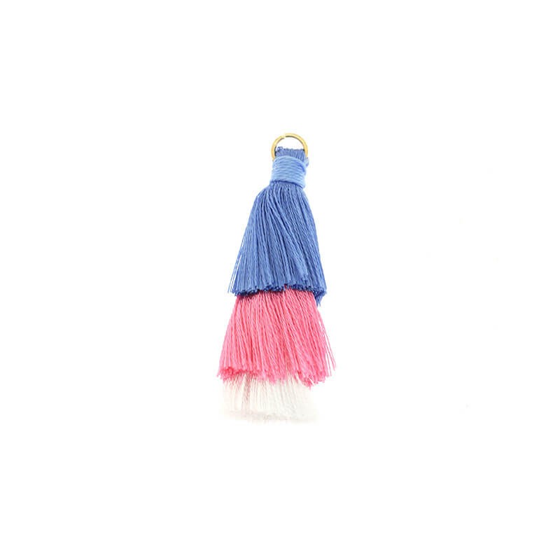 Triple tassels with circle blue / pink / white 45mm 1pc TAST26