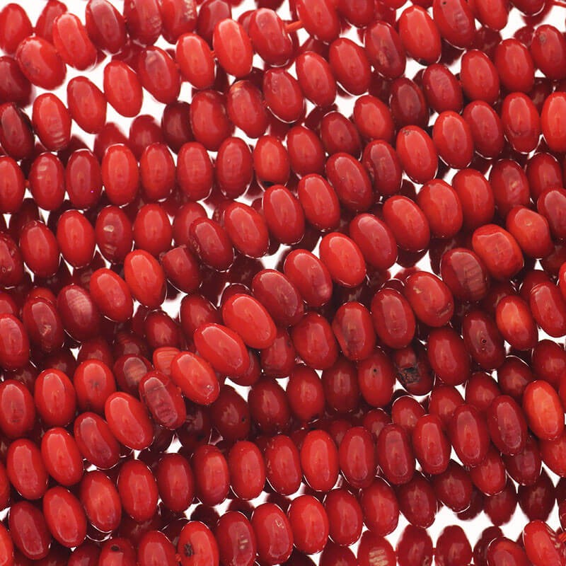 Coral red ring 5x7mm rope 87pcs KAKC13