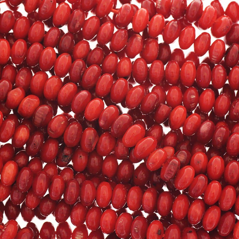 Coral red ring 5x7mm rope 87pcs KAKC13