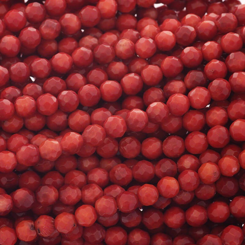 Coral / 6mm faceted beads / red / rope 70pcs KAKC14