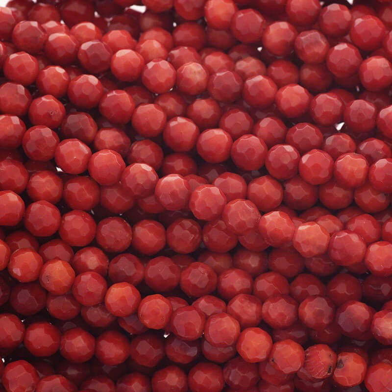 Coral / 6mm faceted beads / red / rope 70pcs KAKC14