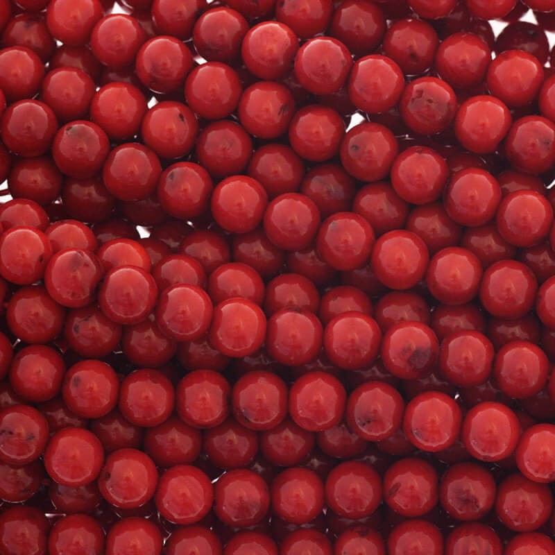 Coral / 7mm balls / red / rope 60pcs KAKC15