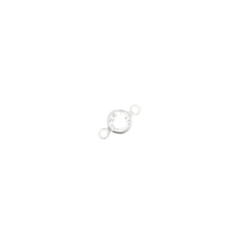 Łączniki kryształki w okuciu 13x7mm  białe/ platynowe 2szt AAT468