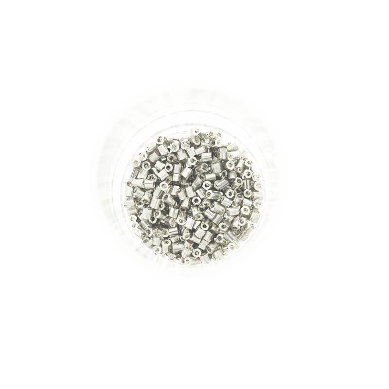 Koraliki rurki 2mm SeedBeads Metalic Silver 10g SZDRR20ME001