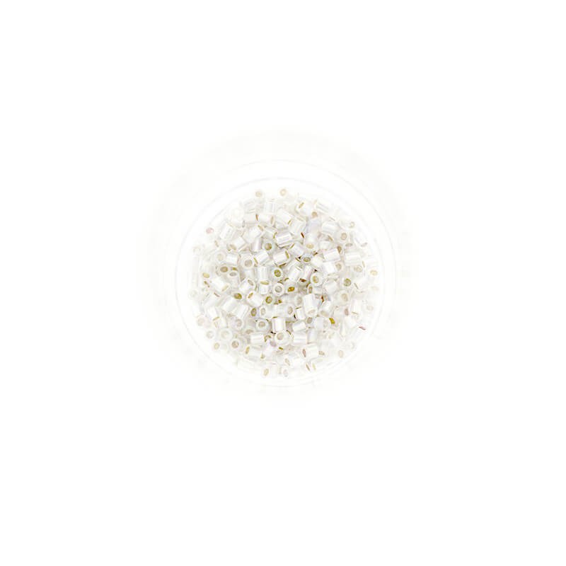 Tube beads 2mm SeedBeads Luster White AB 10g SZDRR20AB001