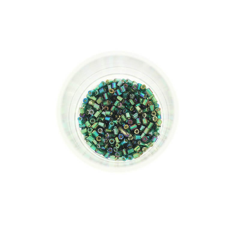 Tube beads 2mm SeedBeads Luster Malachite AB 10g SZDRR20AB012