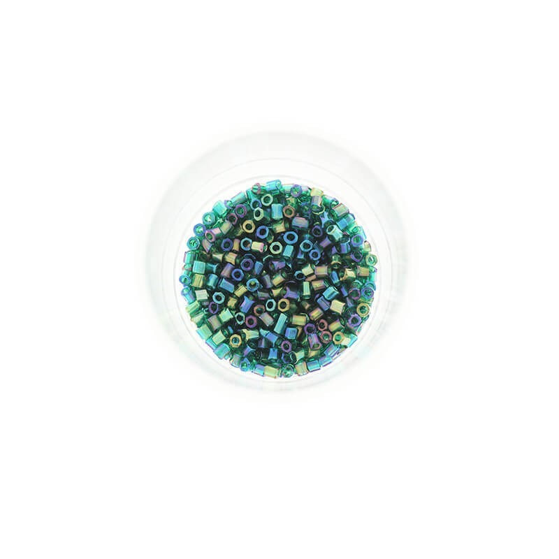 Tube beads 2mm SeedBeads Luster Emerald AB 10g SZDRR20AB013