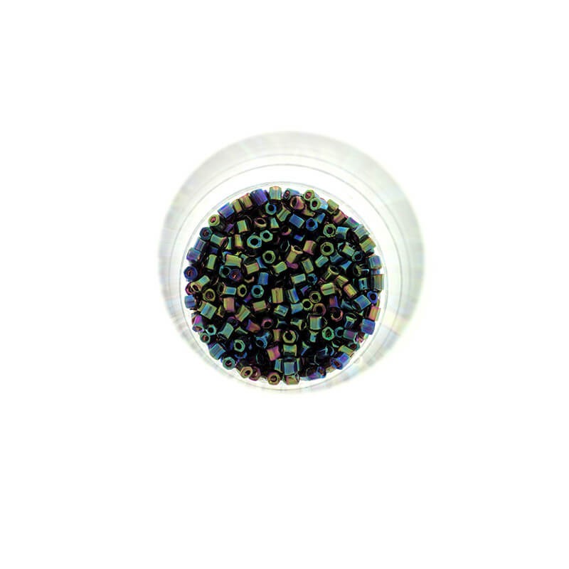 2mm SeedBeads Luster Black Violet tube beads AB 10g SZDRR20AB016