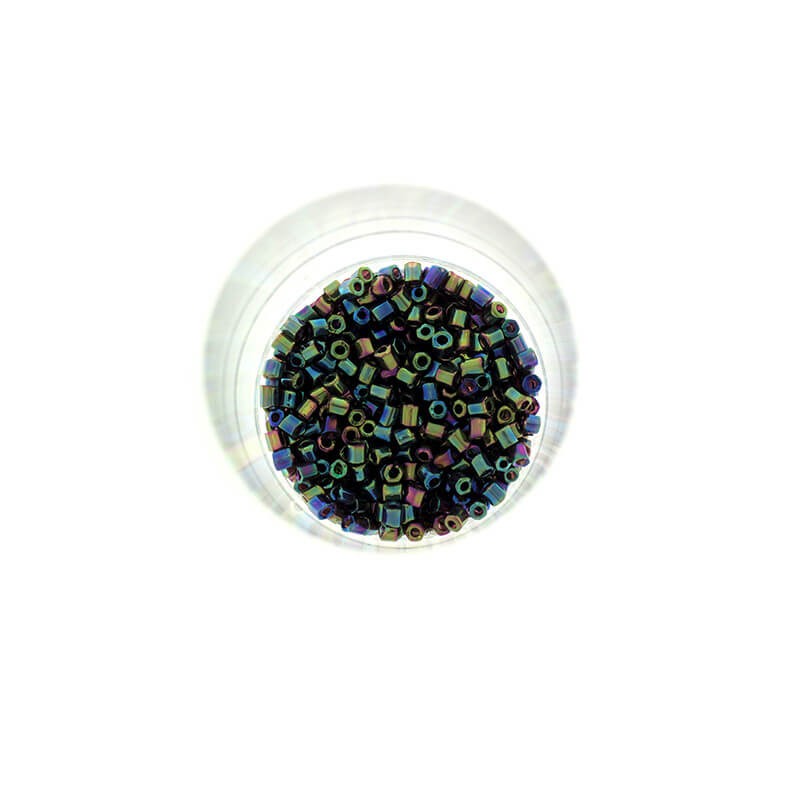 2mm SeedBeads Luster Black Violet tube beads AB 10g SZDRR20AB016