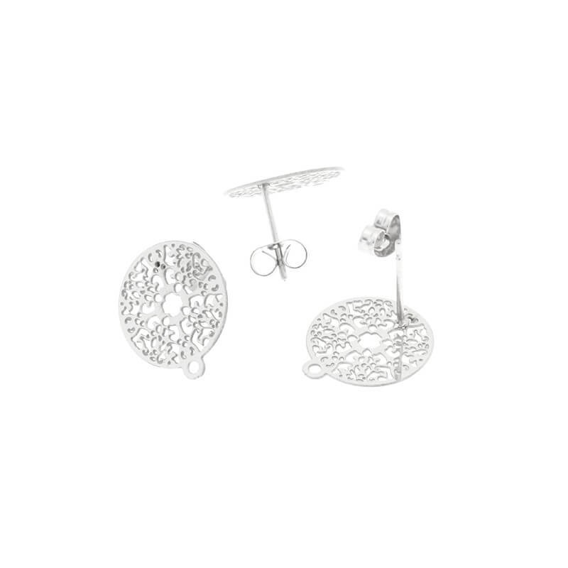 Openwork pins 14mm with a hole and a plug surgical steel 2pcs ASS104
